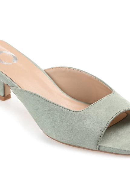 Larna Peep Toe Kitten Heels in Faux Suede