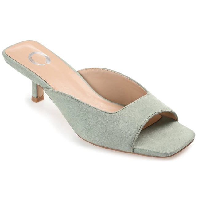 Larna Peep Toe Kitten Heels in Faux Suede