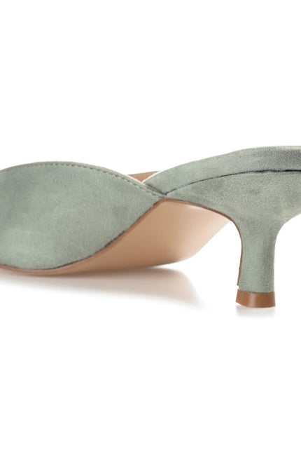 Larna Peep Toe Kitten Heels in Faux Suede