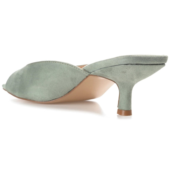 Larna Peep Toe Kitten Heels in Faux Suede