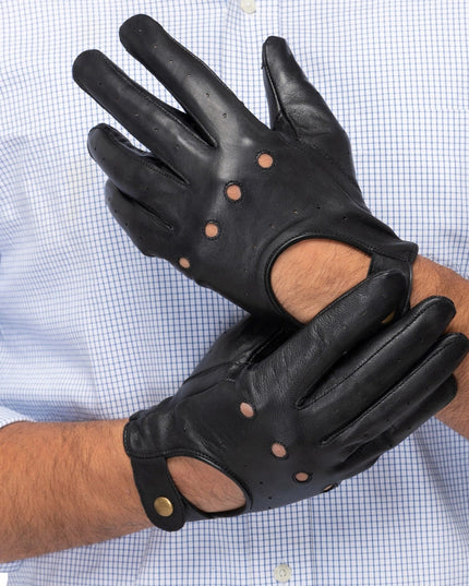 Leather Driving Gloves Men Black