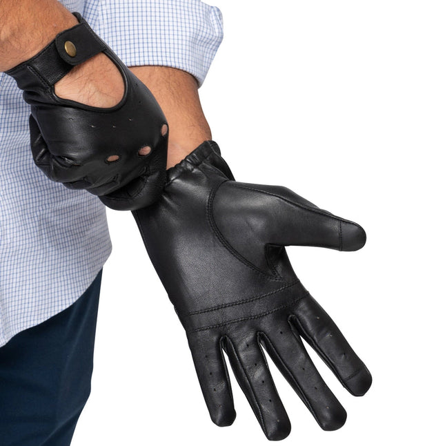 Leather Driving Gloves Men Black