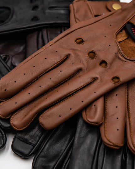 Leather Driving Gloves Men Black