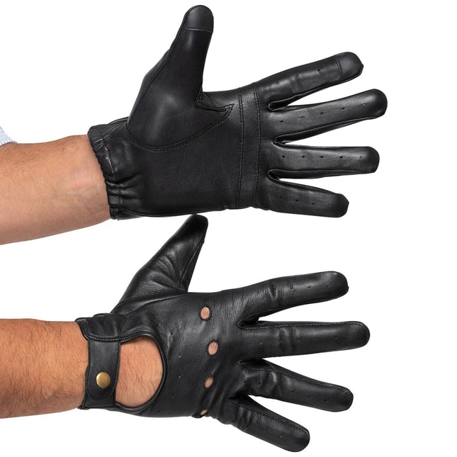 Leather Driving Gloves Men Black