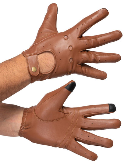 Leather Driving Gloves Men Tan