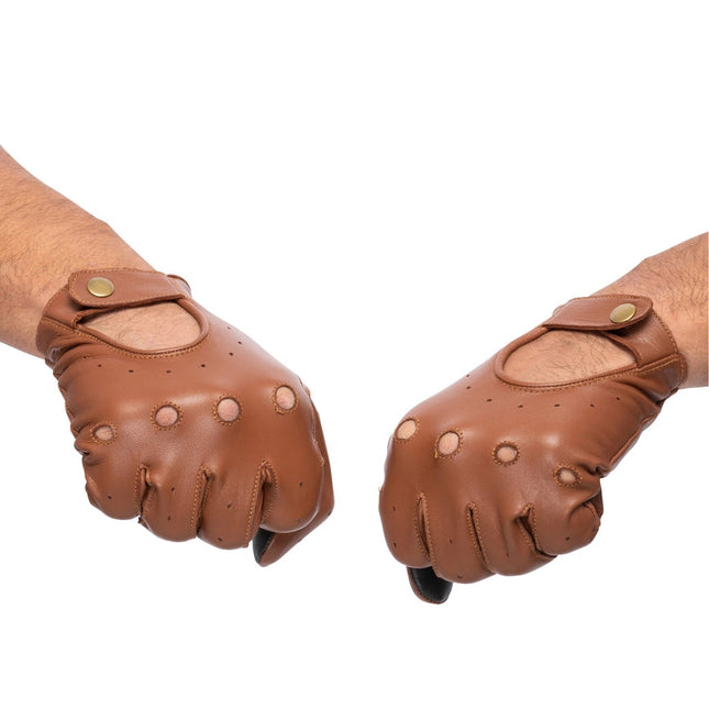 Leather Driving Gloves Men Tan