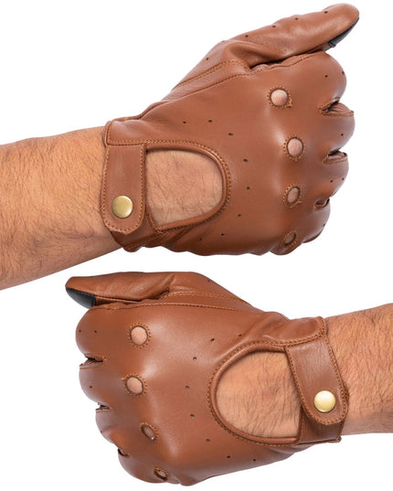 Leather Driving Gloves Men Tan