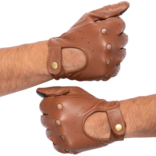 Leather Driving Gloves Men Tan