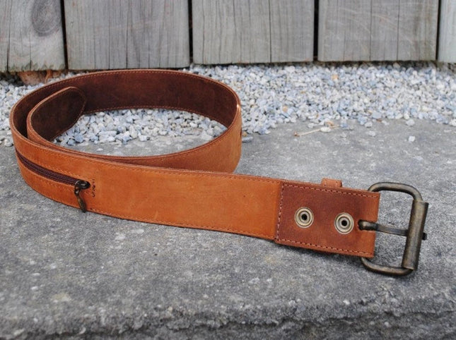 Leather Money Belt - Distressed