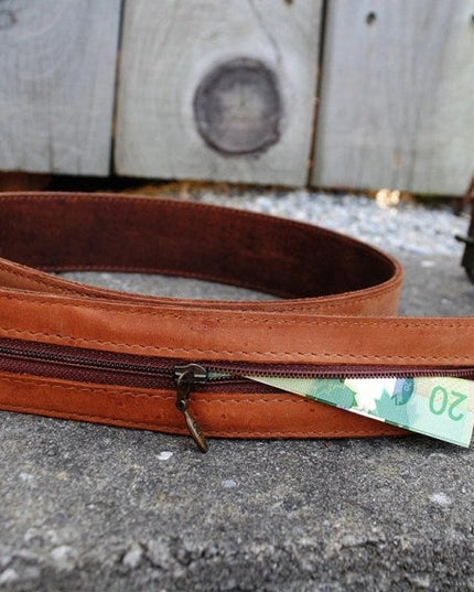 Leather Money Belt - Distressed