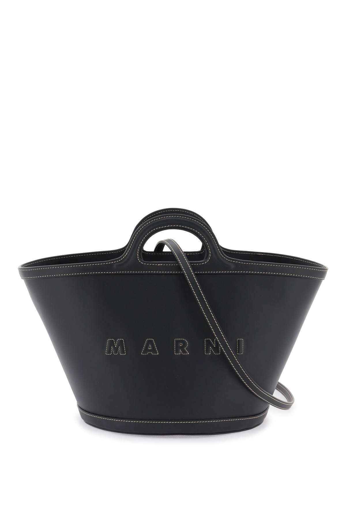 Leather Small Tropicalia Bucket Bag-women > bags > general > handbags-Marni-os-Nero-Urbanheer