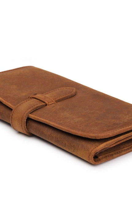 Leather Trifold Wallet - Saddle Brown