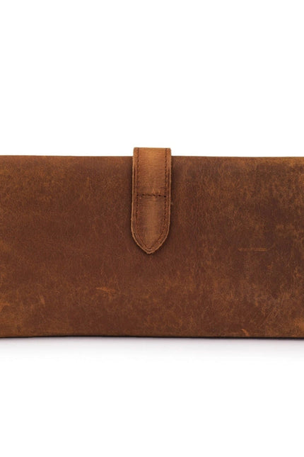 Leather Trifold Wallet - Saddle Brown