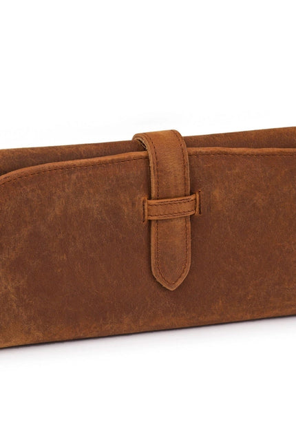 Leather Trifold Wallet - Saddle Brown