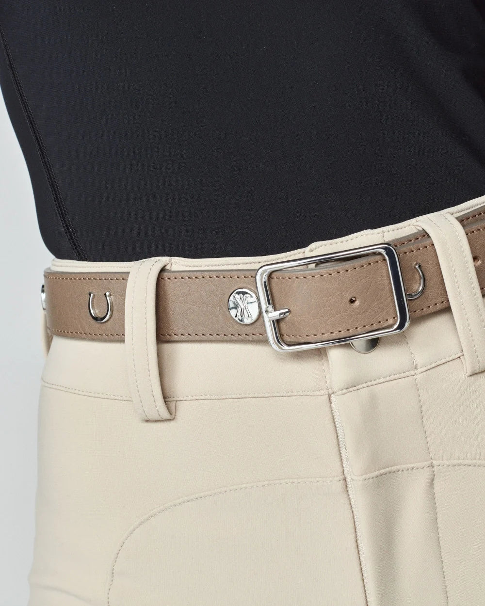 Leather Buckle Belt Taupe-BELT-Yagya-Urbanheer