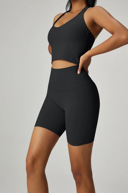 Leda Lycra® High Waist Active Shorts Black