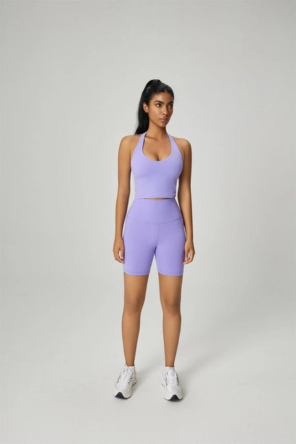 Leda Lycra® High Waist Active Shorts Purple