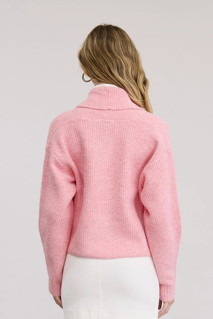 Leina Roll Collar Sweater Cardigan