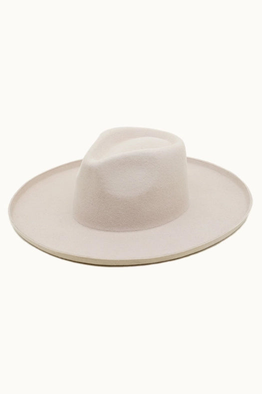 Lenny - 100% Wool Felt Pencil Brim Rancher Hat, Beige