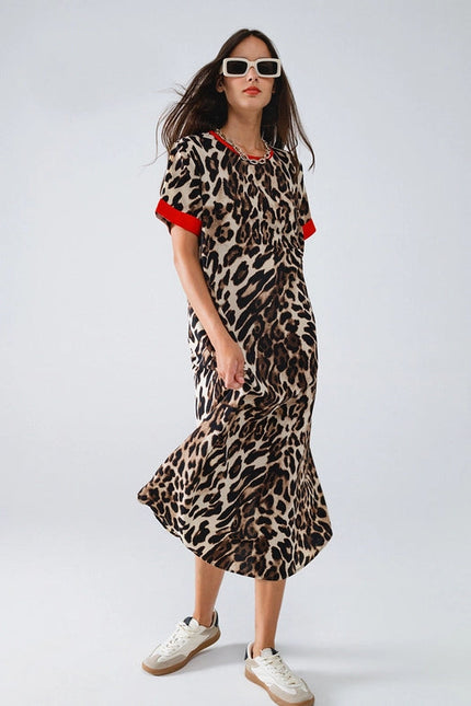 Leopard Print Dress with Front Knotted Detail