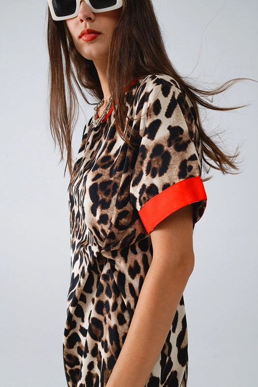 Leopard Print Dress with Front Knotted Detail