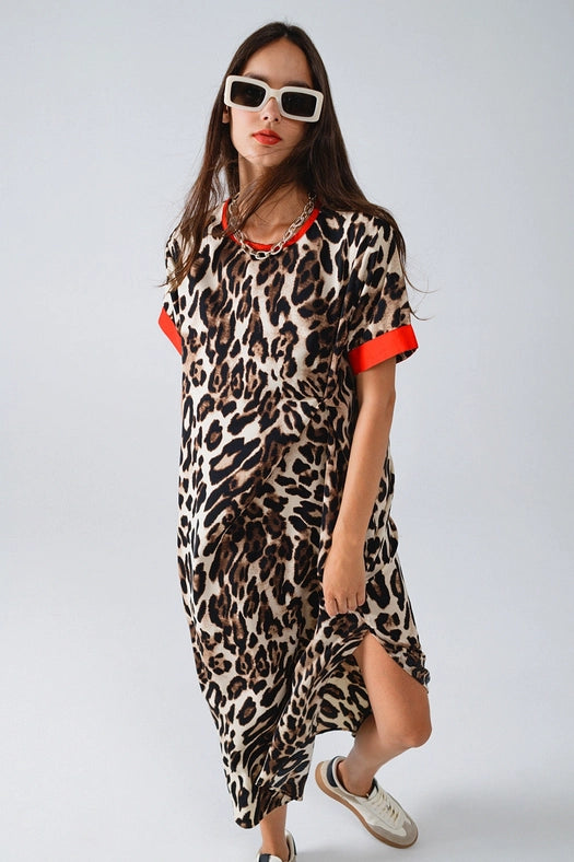 Leopard Print Dress with Front Knotted Detail