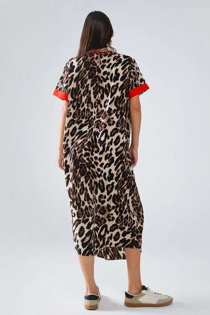 Leopard Print Dress with Front Knotted Detail