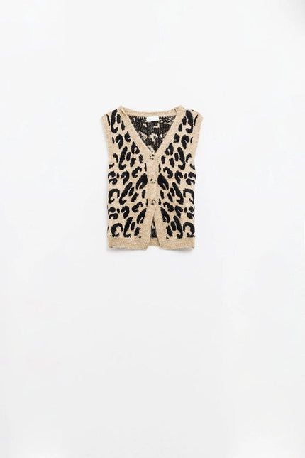 Leopard Print Knitted Vest