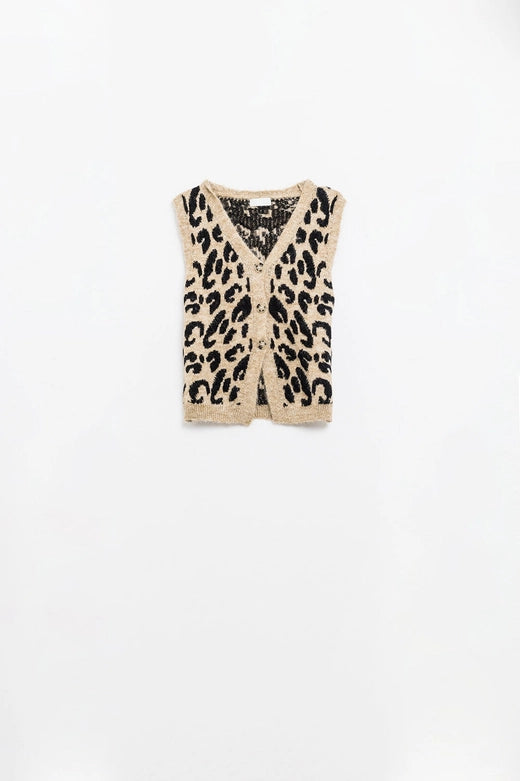 Leopard Print Knitted Vest