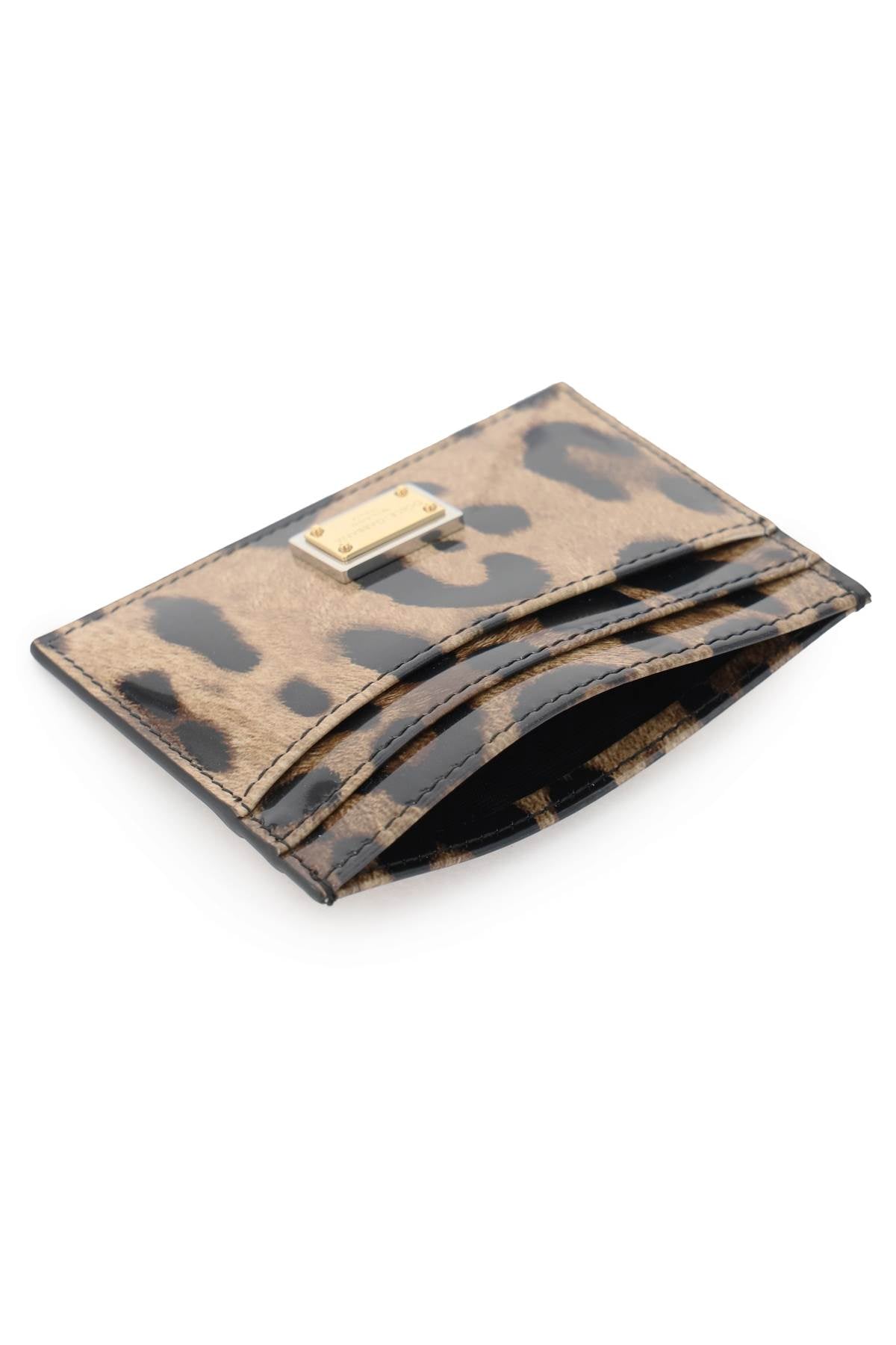 Leopard Print Leather Cardholder-women > accessories > wallets and small leather goods > card holders-Dolce & Gabbana-os-Beige-Urbanheer