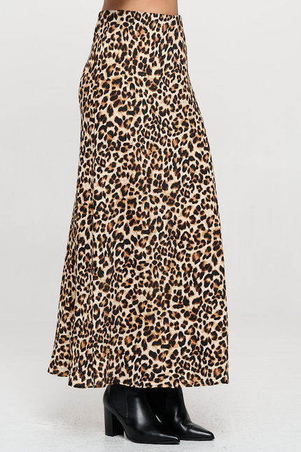 Leopard Print Maxi Skirt with Elastic Waist-1