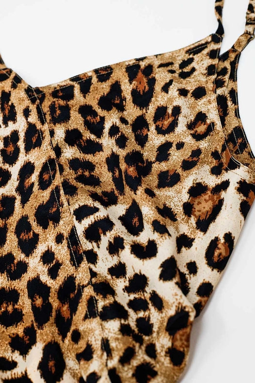 Leopard Print Midi Slip Dress