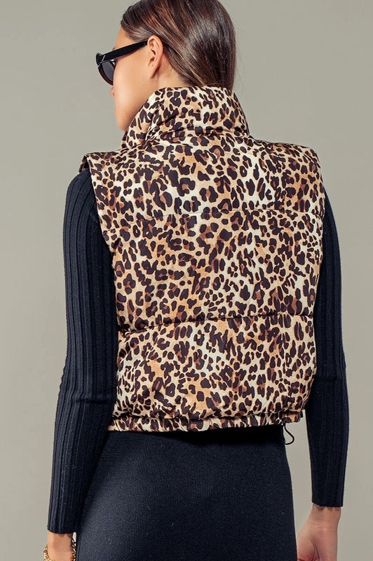 Leopard Print Puffer Vest