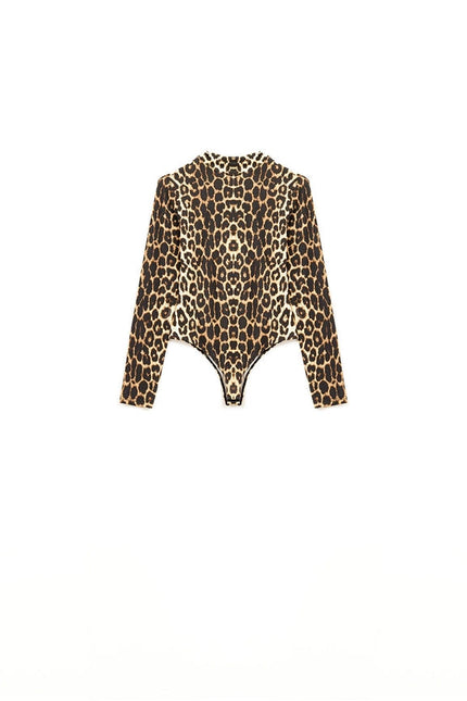 Leopard Print Spandex Body with Long Sleeve