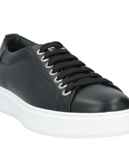 Les Hommes Black Leather Di Calfskin Sneaker