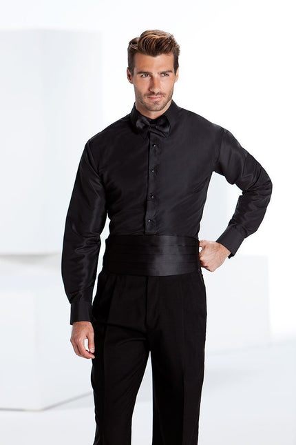 "Lido" Black Laydown Tuxedo Slim Fit Shirt-0