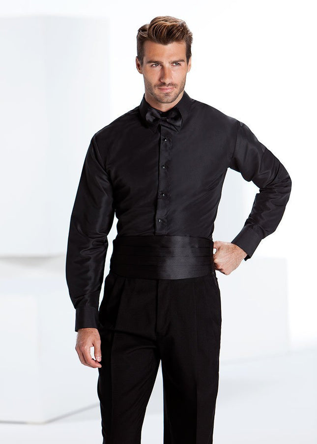 "Lido" Black Laydown Tuxedo Slim Fit Shirt-0