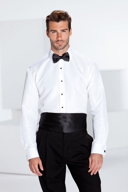 "Lido" White Laydown Tuxedo Slim Fit Shirt-0