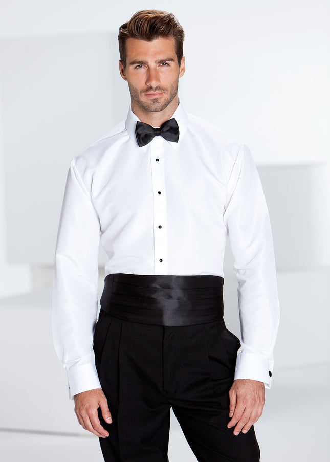 "Lido" White Laydown Tuxedo Slim Fit Shirt-0