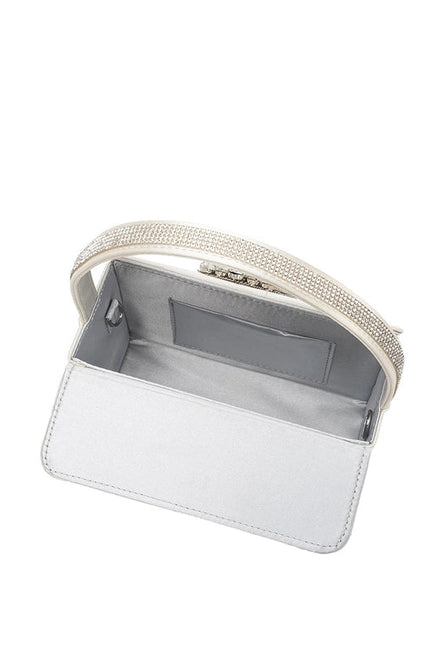 Liliana White Satin Jeweled Crossbody Bag