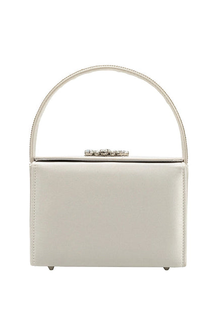 Liliana White Satin Jeweled Crossbody Bag