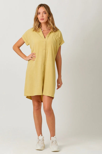 Linen Blend Dress Custard