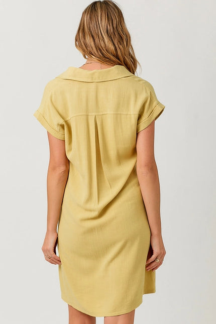 Linen Blend Dress Custard