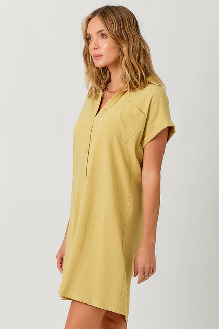 Linen Blend Dress Custard