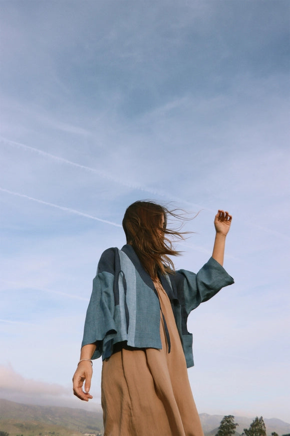 Linen Color-Blocked Jacket-JACKET-amente-XS/S-Multi blue-Urbanheer