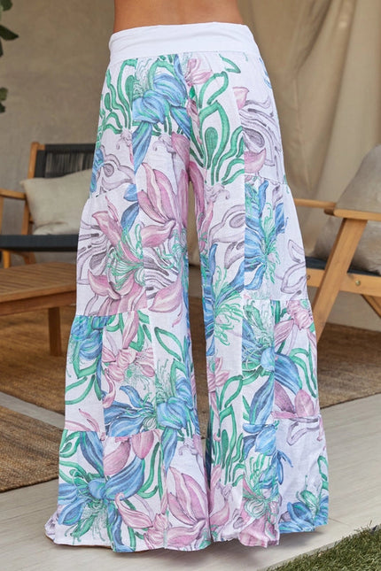 Linen Garden Floral Tiered Palazzo Pant
