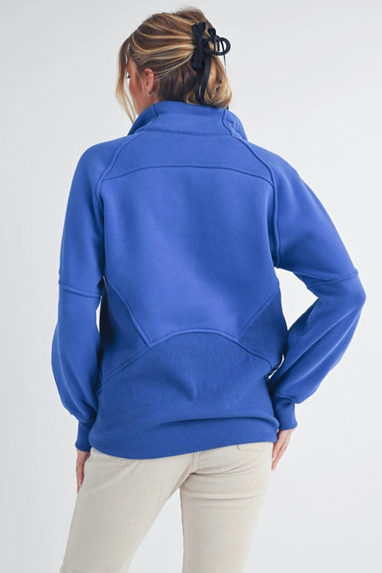 Long Dove Funnel Neck Half Zip Cobalt