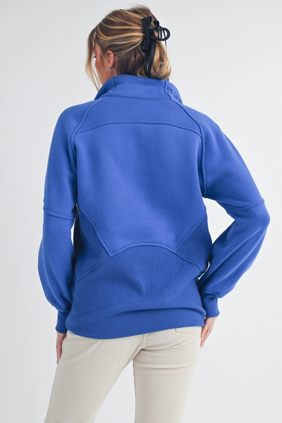 Long Dove Funnel Neck Half Zip Cobalt