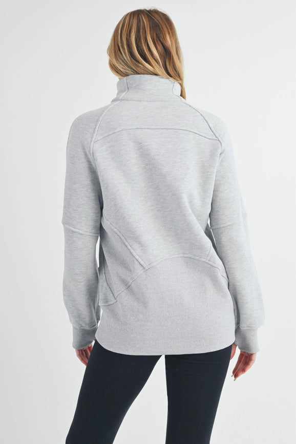 Long Dove Funnel Neck Half Zip Heather Gray