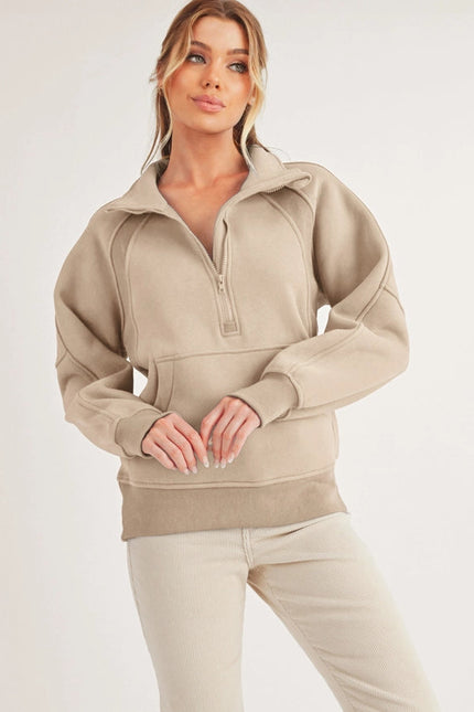 Long Dove Funnel Neck Half Zip Oat